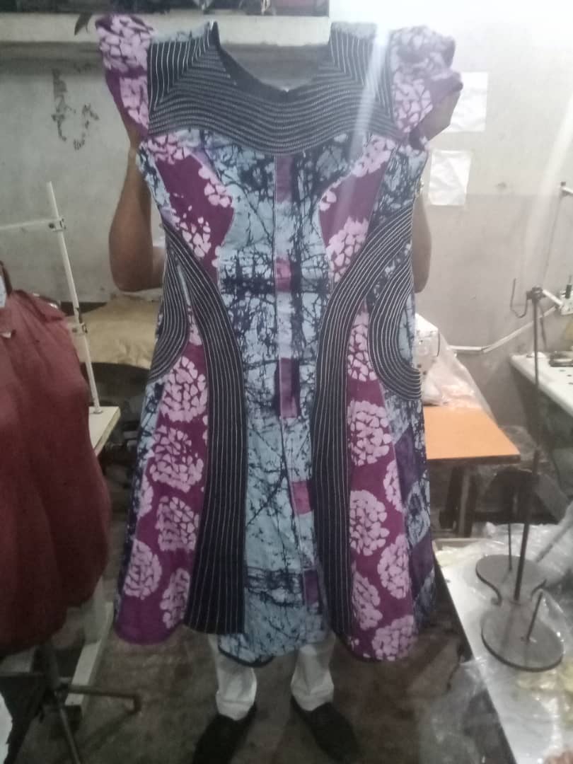 Adire top stitching gown